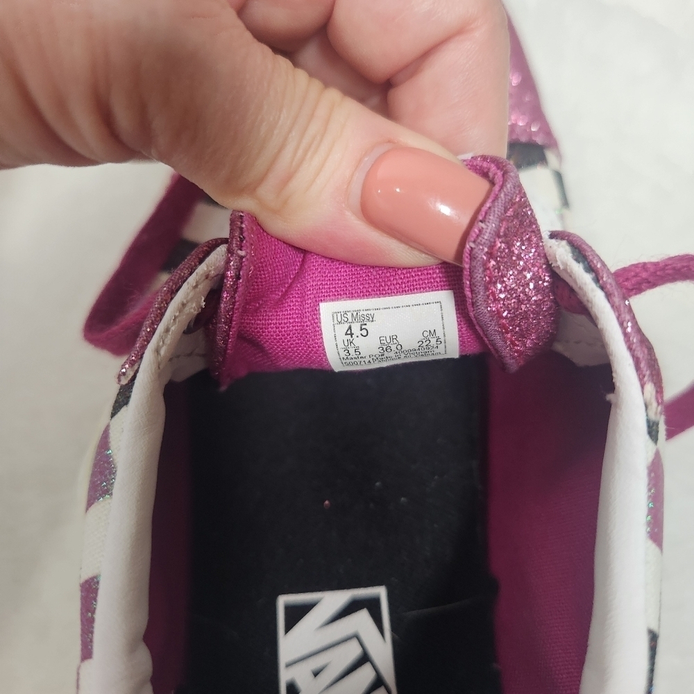 Vans Kids Sneakers - Pink and Black Checkered Size 4.5 - Picture 10 of 10